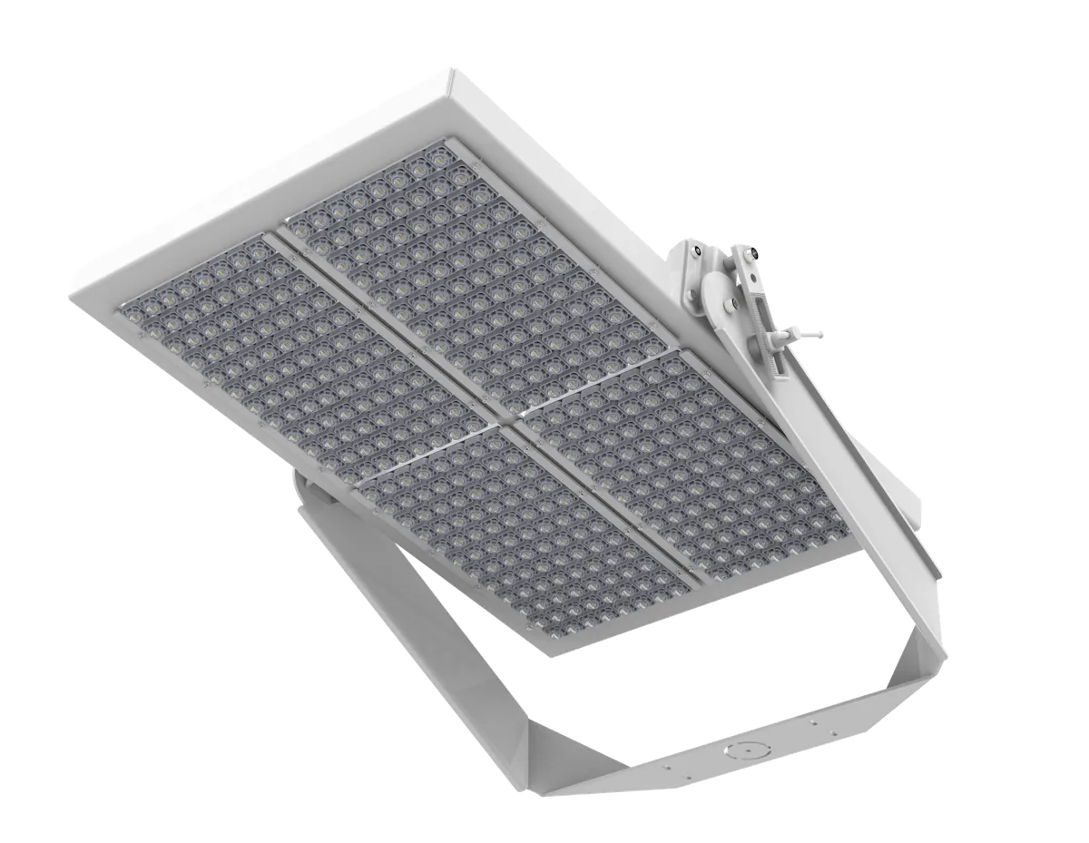 The Andromeda Ceramic 1000W high mast luminaire: four lensed LED arrays on a ceramic-heatsink frame