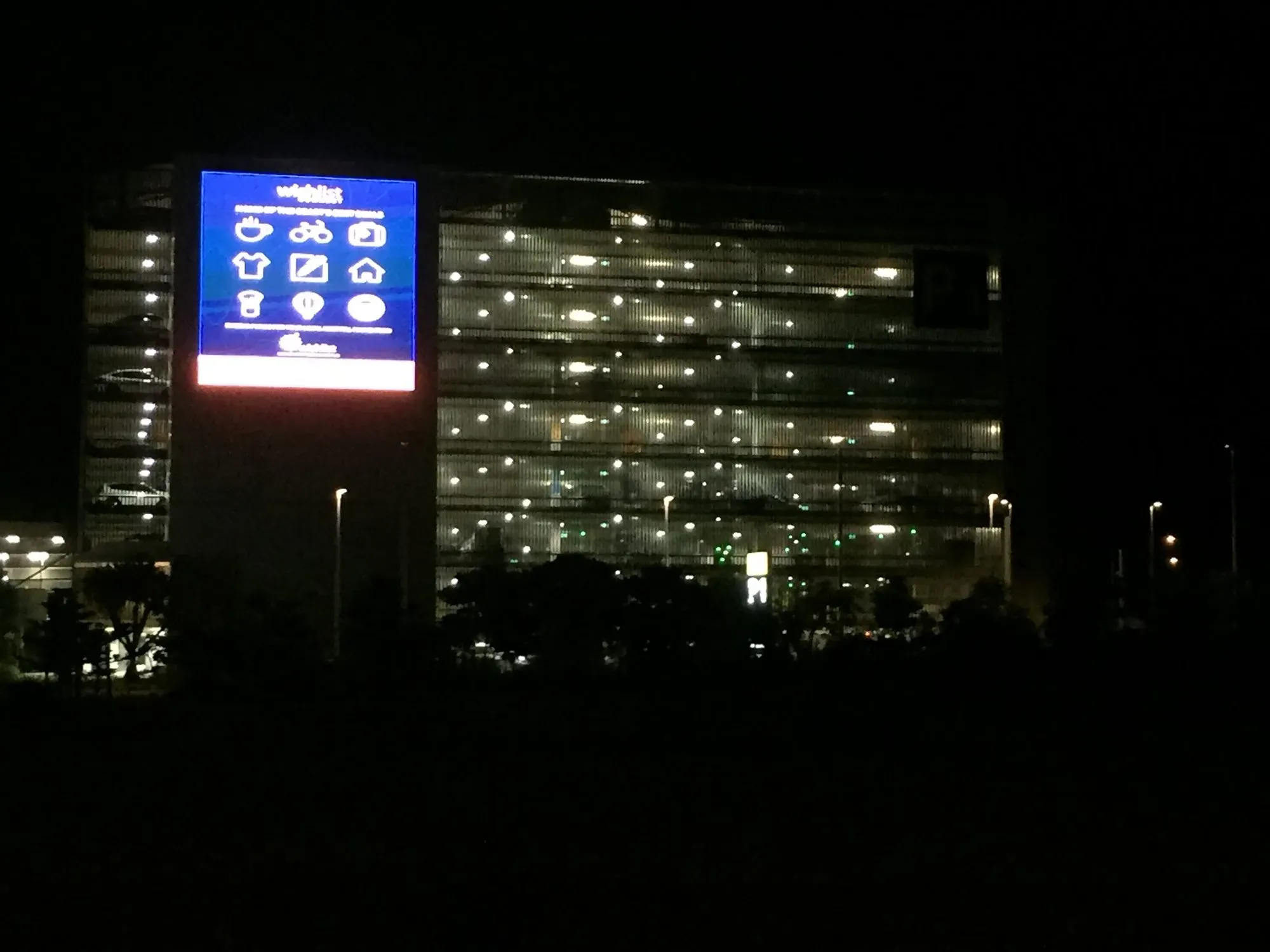 Sunshine Coast University Hospital multi-level carpark at night