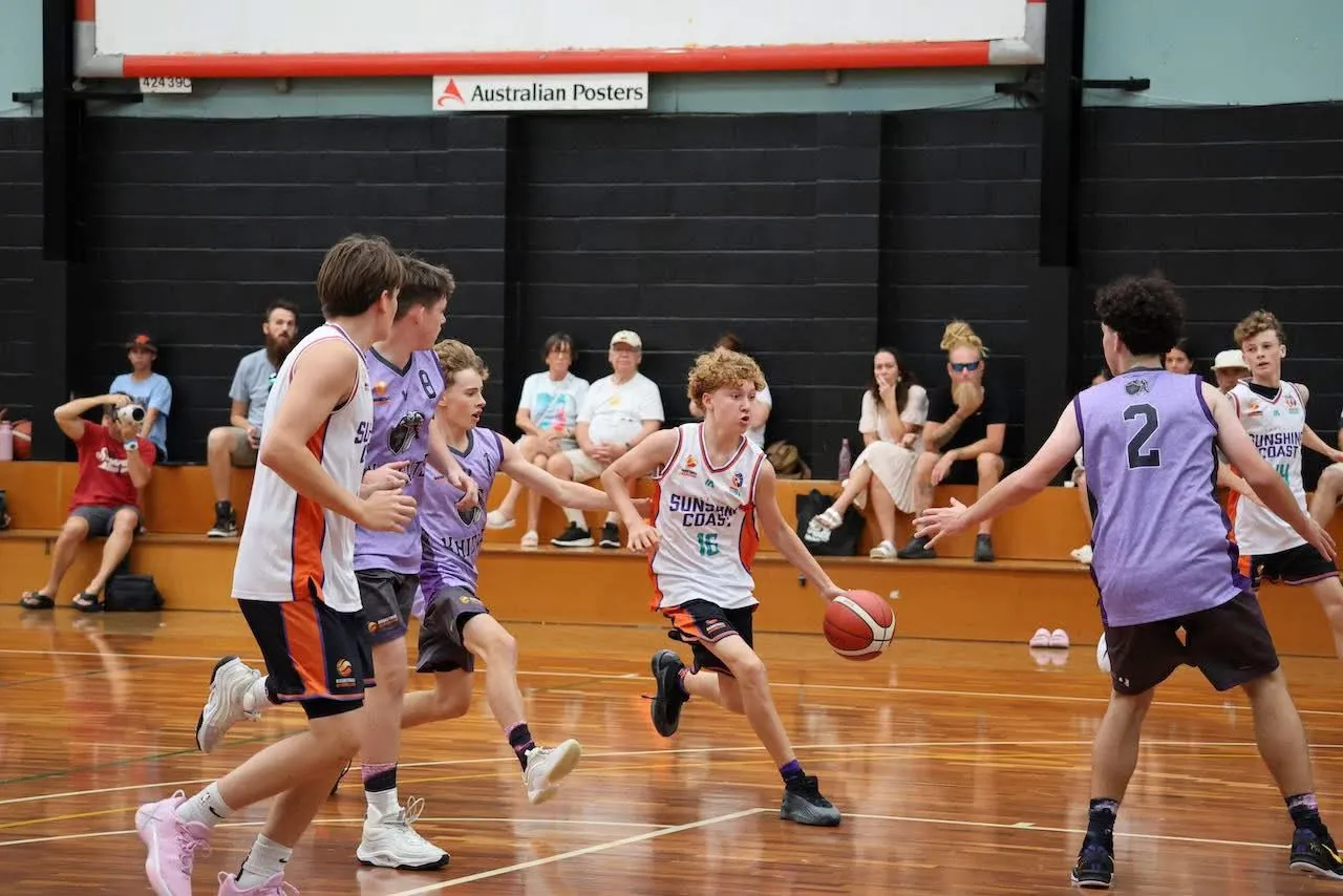 Under 16 Phoenix players together at a Sunshine Coast Basketball fixture
