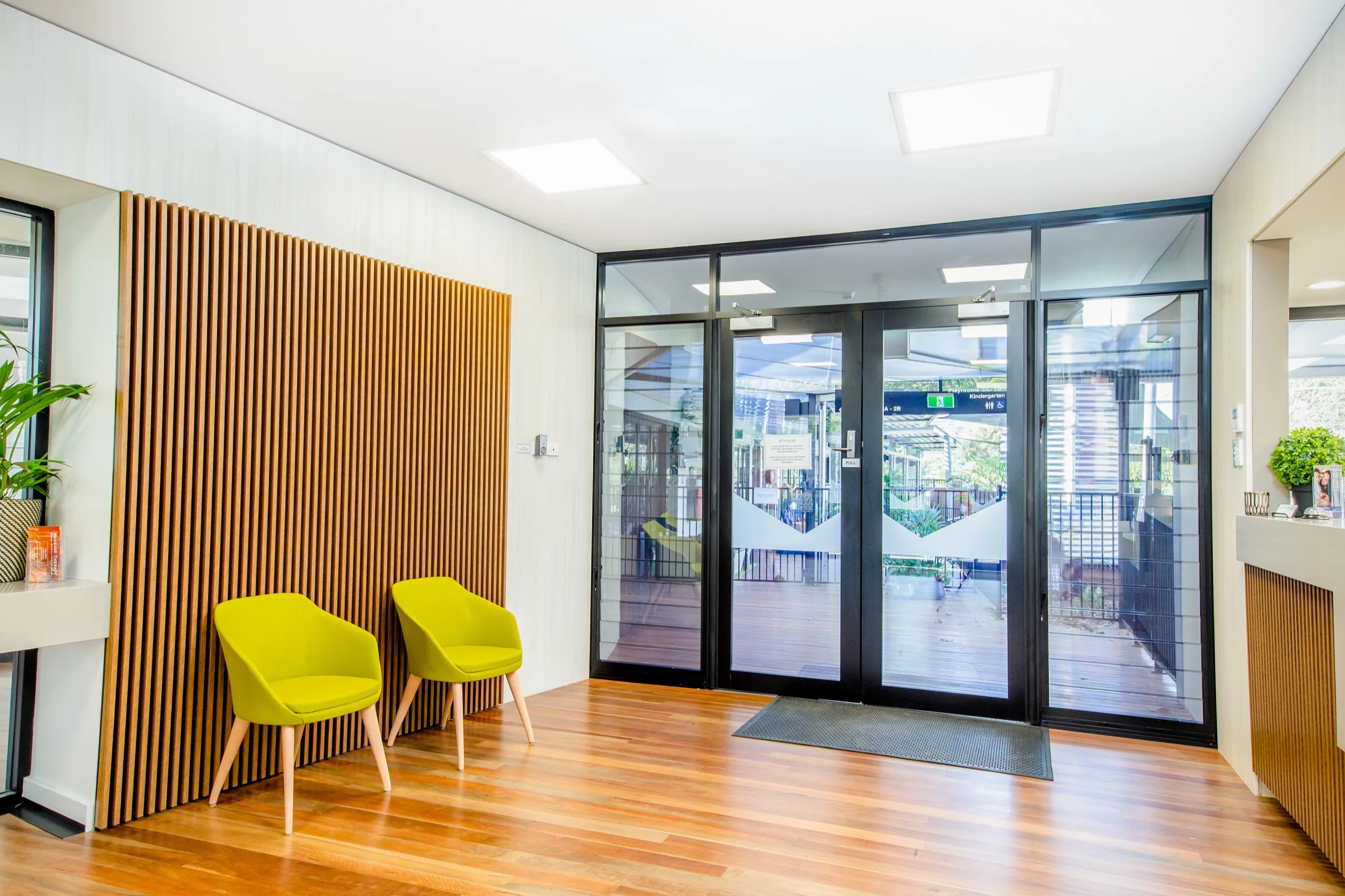 Reception at UQ Margaret Cribb Childcare Centre lit by Corona LED panels